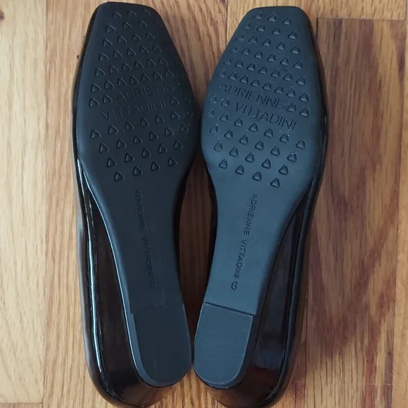 Adrienne Vittadini Palm Beach Black Patent Wedges w/ Rhinestone Details Size 6 - Picture 11 of 16